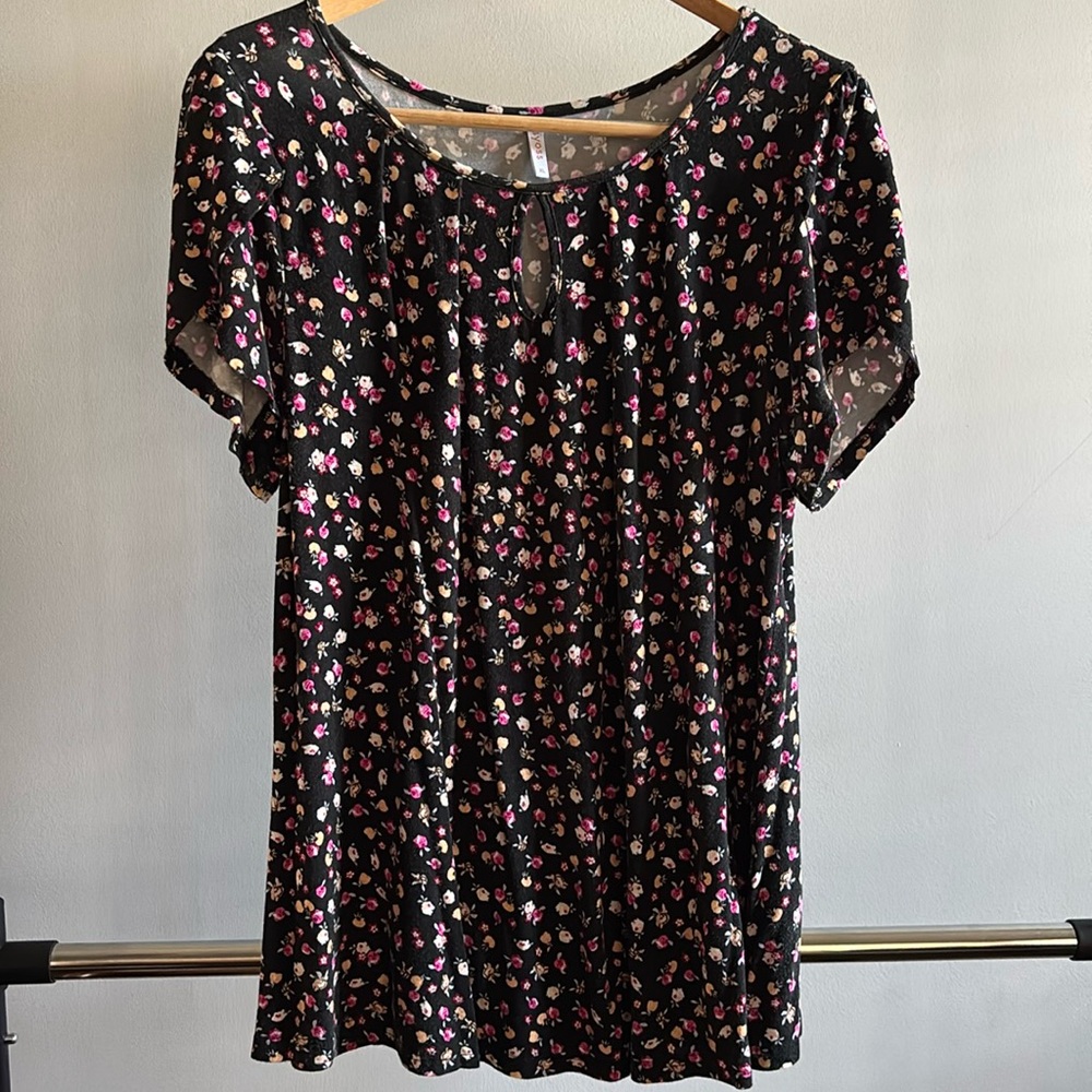 Floral Black Top